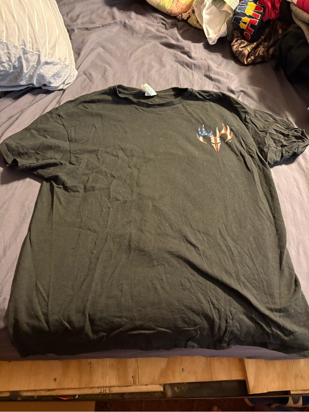 Black Short Sleeve Graphic Tee with Patriotic Dog